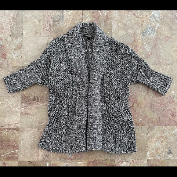 Express Cardigan Sweater Medium Black & White - Picture 2 of 4